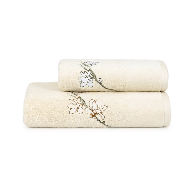 Towels Stack - Almond Flowers Towels by Hugo Boss Home | Yves Delorme Bath at Fig Linens and Home