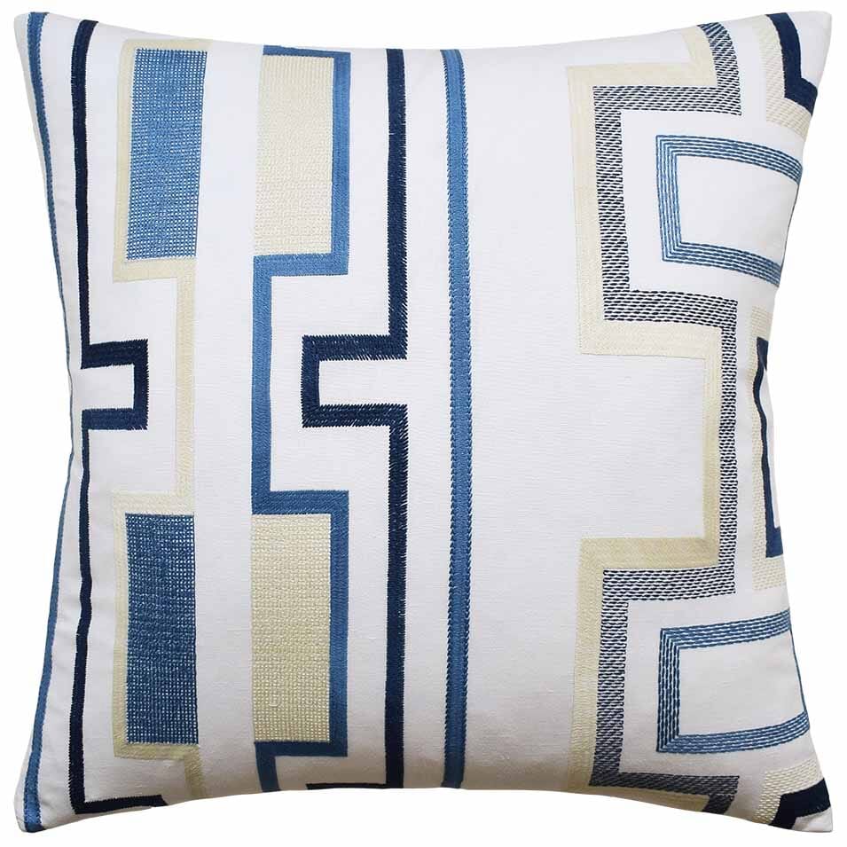 Tritone Embroidery Navy Decorative Pillow - Throw Pillow by Ryan Studio - Lee Jofa Fabric