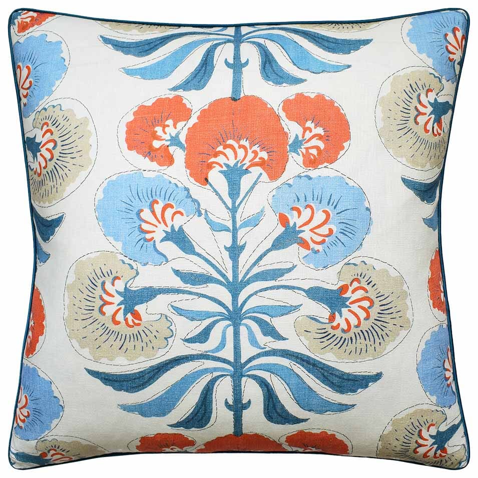 Tybee Tree French Blue and Coral - Throw Pillow by Ryan Studio