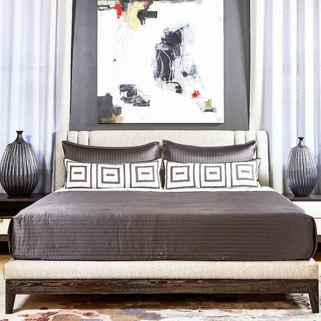 3 Unmazed Charcoal/Pumice Bedding by Ann Gish at Fig Linens and Home