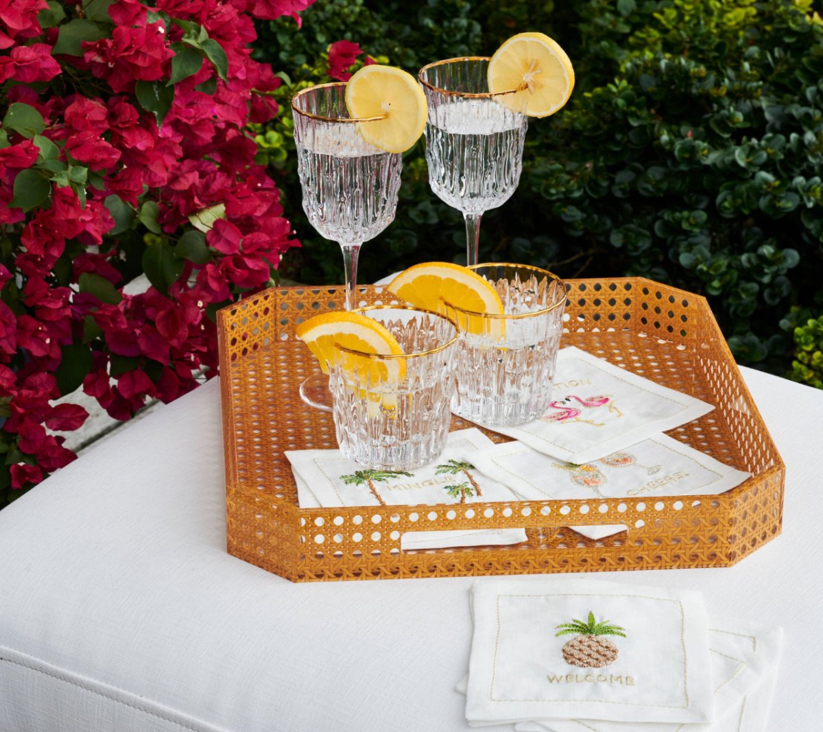 Kim Seybert Reed Square Tray in Natural by Kim Seybert - Natural 15"L x 15"W x 2"H at FIG LINENS AND HOME - 1