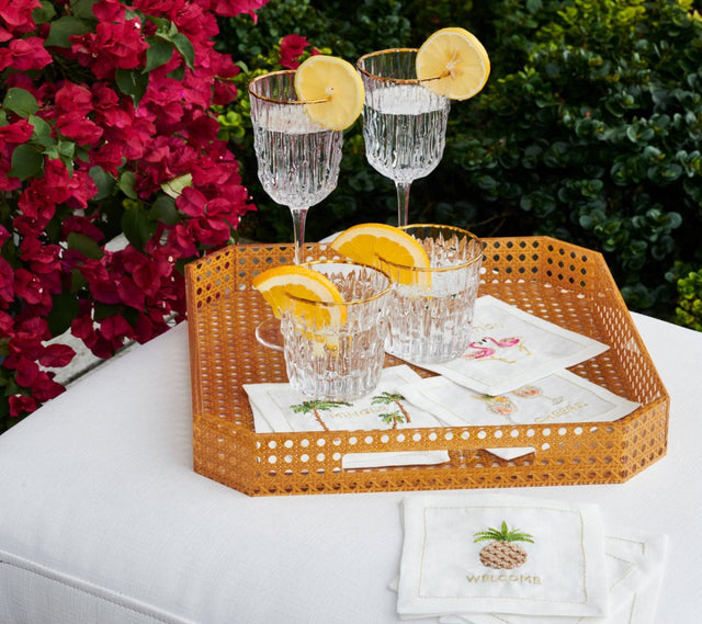 Kim Seybert Reed Square Tray in Natural by Kim Seybert - Natural 15"L x 15"W x 2"H at FIG LINENS AND HOME - 1