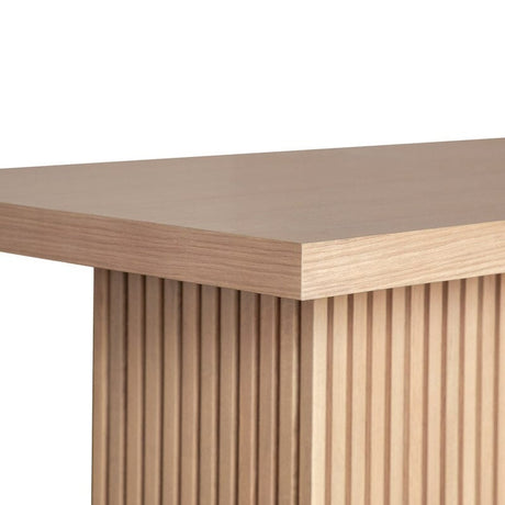 Worlds Away Vanna Natural Oak Pedestal Base Console Table by Worlds Away - 30"H x 50"W x 18"D Natural Oak at FIG LINENS AND HOME - 3