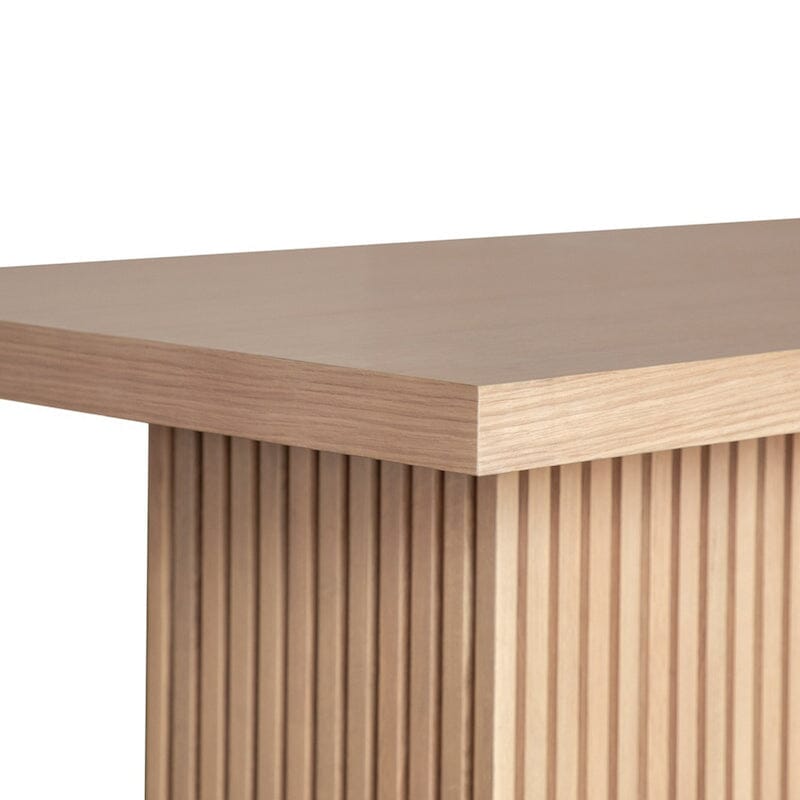 Vanna Natural Oak Pedestal Base Console Table by Worlds Away