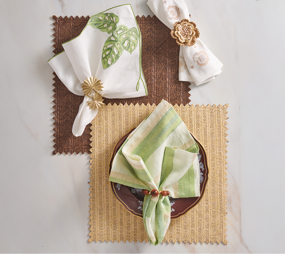 Vista Placemat in Natural Brown Kim Seybert at Fig Linens and Home - Lifestyle 2
