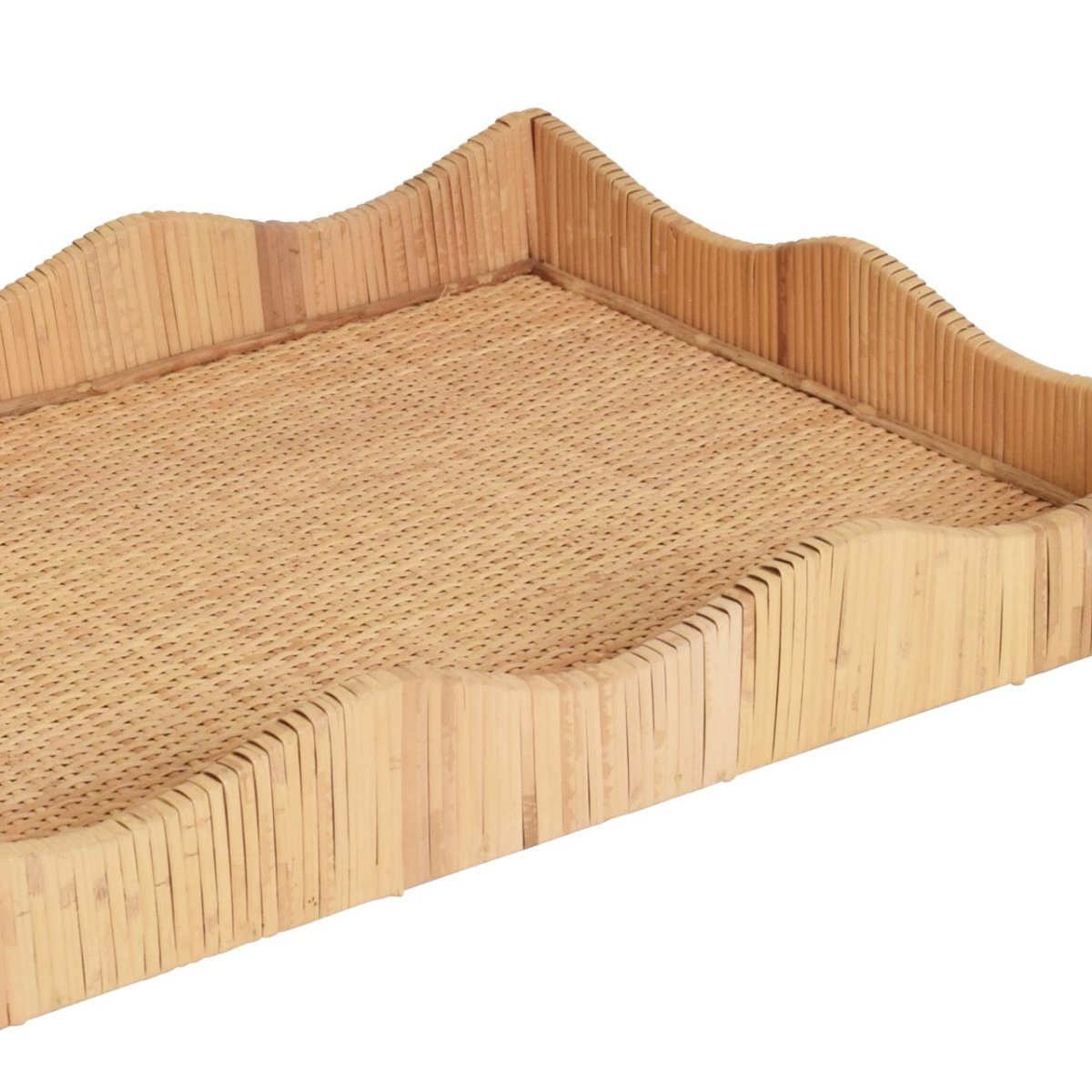 Wavey Rattan Tray Large Detail View by Worlds Away at Fig Linens and Home