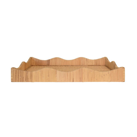 Wavey Rattan Tray Large Front View by Worlds Away at Fig Linens and Home