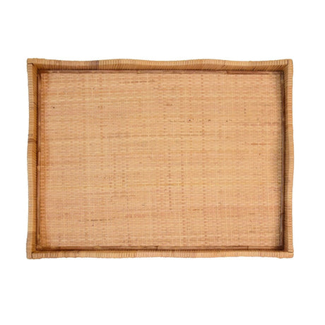 Wavey Rattan Tray Large Top View by Worlds Away at Fig Linens and Home
