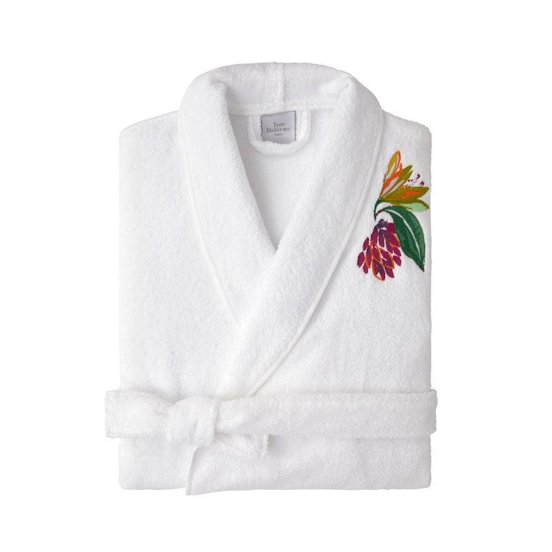 Yves Delorme Organic Bath Robe - Parfum Embroidery Robe at Fig Linens and Home