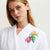 Yves Delorme Robe - Parfum Embroidery - Woman Shawl Collar Organic Cotton Bathrobe - Model up-close