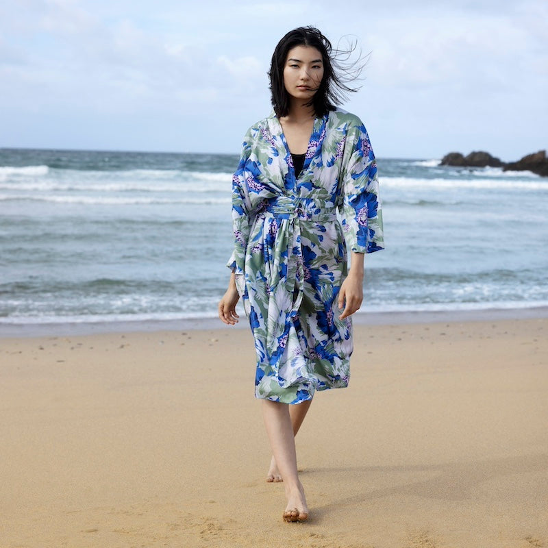 Robe - Women&#39;s Kimono Bath Robe from Kenzo Paris - K Anemone Print from Yves Delorme 1
