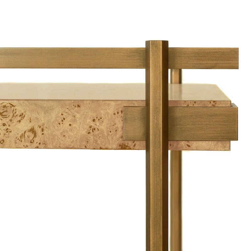 Bar Cart detail of Wood - Cash Burlwood Bar Cart by Worlds Away