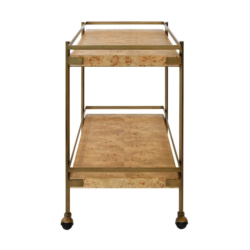 Bar Cart Side View - Cash Burlwood Bar Cart by Worlds Away