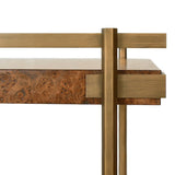 Bar Cart Corner Detail - Cash Bar Cart in Dark Burl Wood by Worlds Away at Fig Linens and Home