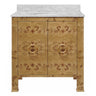 Bathroom Vanity Front View - Blanche Burlwood Bath Vanity - Worlds Away Cabinets