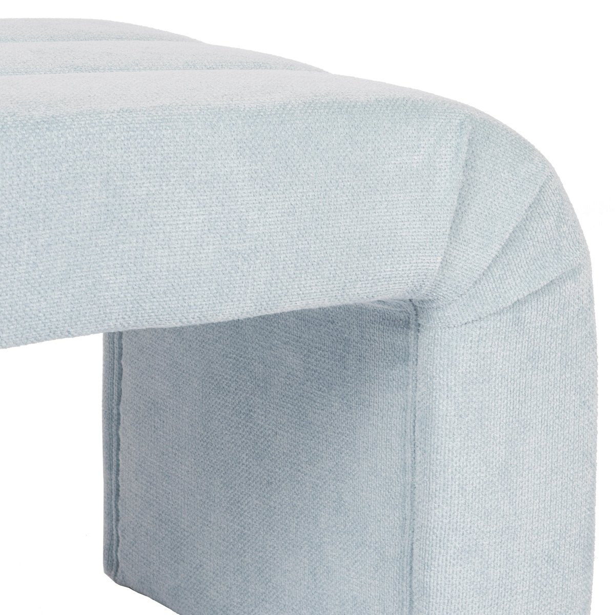 Worlds Away Bench - Mercer Light Blue Bench at Fig Linens and Home - Detail of Upholstery View