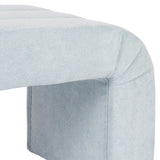 Worlds Away Bench - Mercer Light Blue Bench at Fig Linens and Home - Detail of Upholstery View