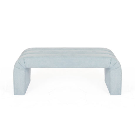 Worlds Away Bench - Mercer Light Blue Bench at Fig Linens and Home - Front View