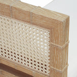 Benedict Cerused Oak Bench by Worlds Away - Detail of Cane View - Fig Linens and Home