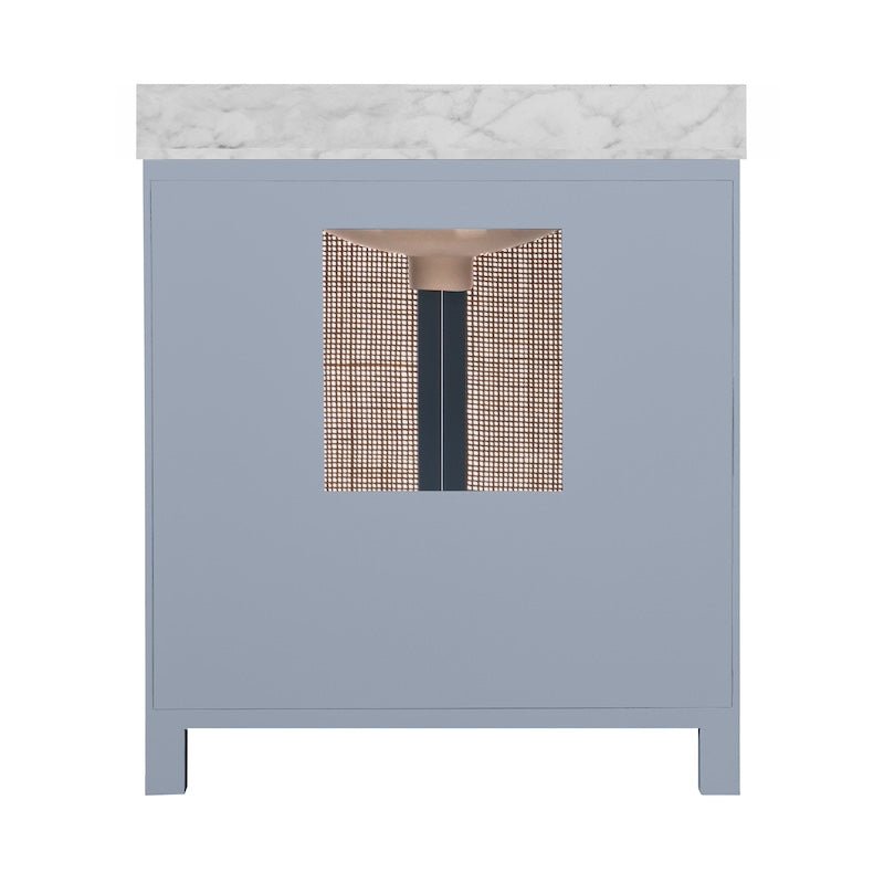 Bathroom Vanity Back View - Boyd Cane Front Light Blue Bath Vanities - Worlds Away