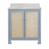 Bathroom Vanity Front View - Boyd Cane Front Light Blue Bath Vanities - Worlds Away
