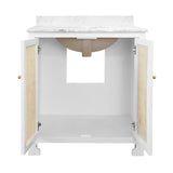 Bath Vanity Open Doors - Worlds Away Boyd White Cane Front Bathroom Vanities