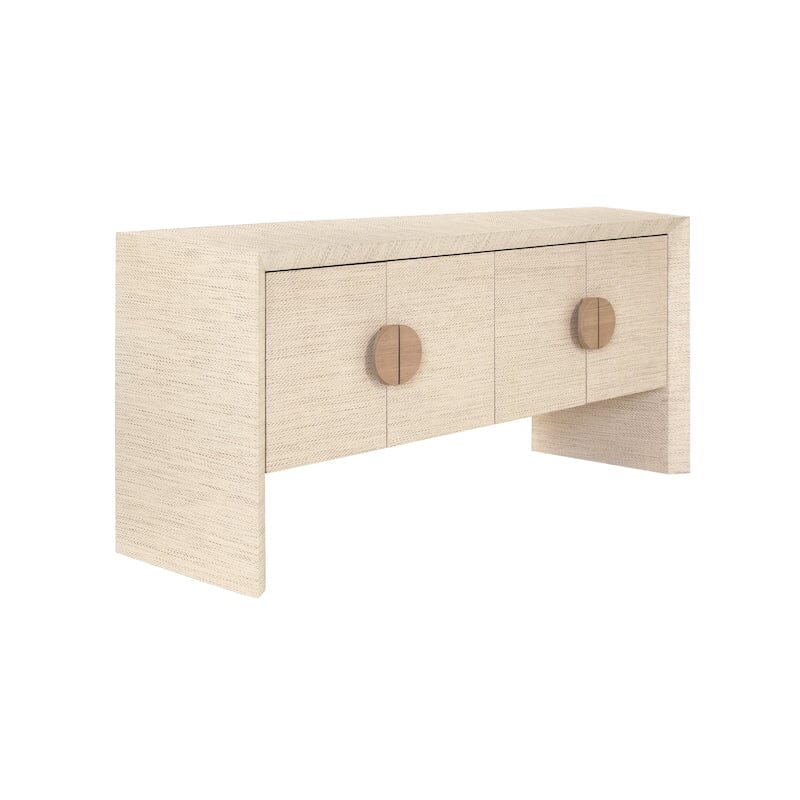 Buffet Table - Worlds Away Colt Grasscloth Natural Console - Angled View