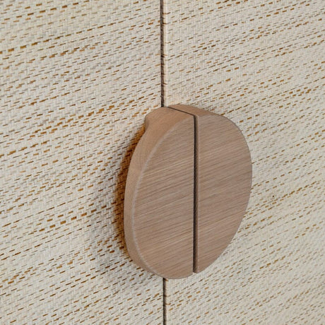 Buffet Table - Worlds Away Colt Grasscloth Natural Console - Cerused Oak Handle Detail