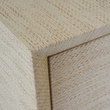 Buffet Table - Worlds Away Colt Grasscloth Natural Console - Corner of Sideboard detail