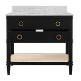 Bath Vanity Drawer Open - Worlds Away Cutler Black Bathroom Vanities at Fig Linens and Home