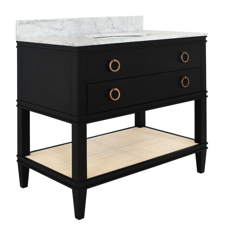 Bath Vanity Angle View - Worlds Away Cutler Black Bathroom Vanities at Fig Linens and Home