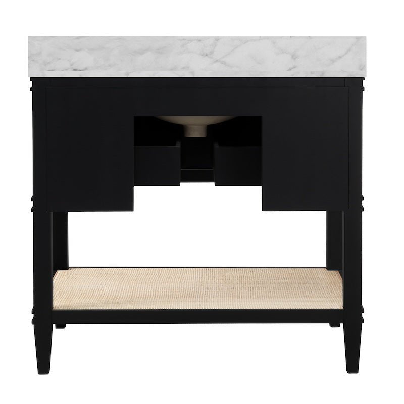 Bath Vanity Back View - Worlds Away Cutler Black Bathroom Vanities at Fig Linens and Home