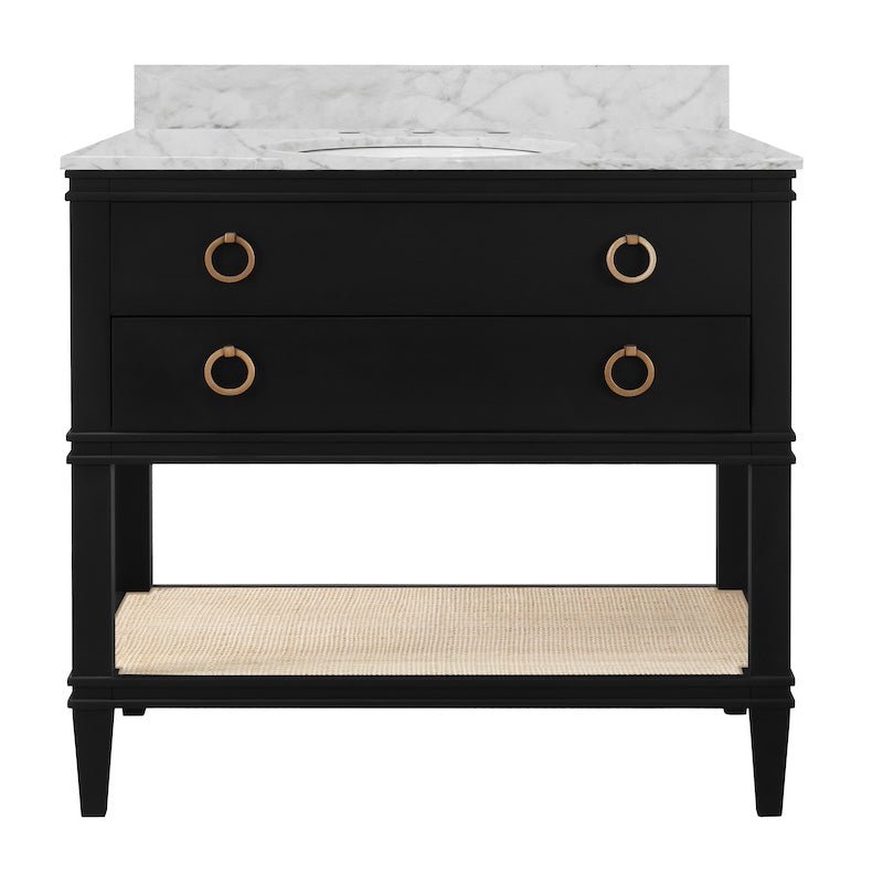 Bath Vanity Front View - Worlds Away Cutler Black Bathroom Vanities at Fig Linens and Home