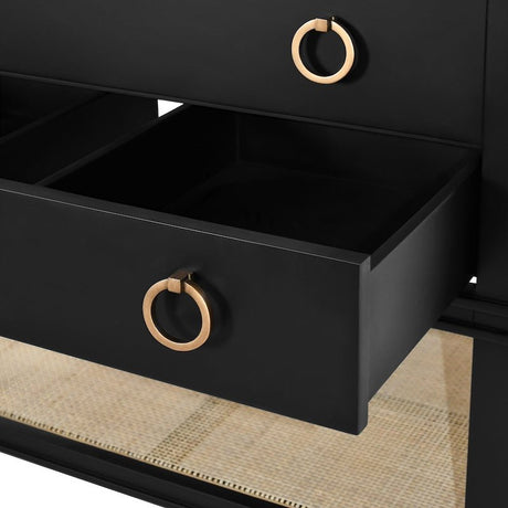 Bath Vanity Detail of Drawer - Worlds Away Cutler Black Bathroom Vanities at Fig Linens and Home