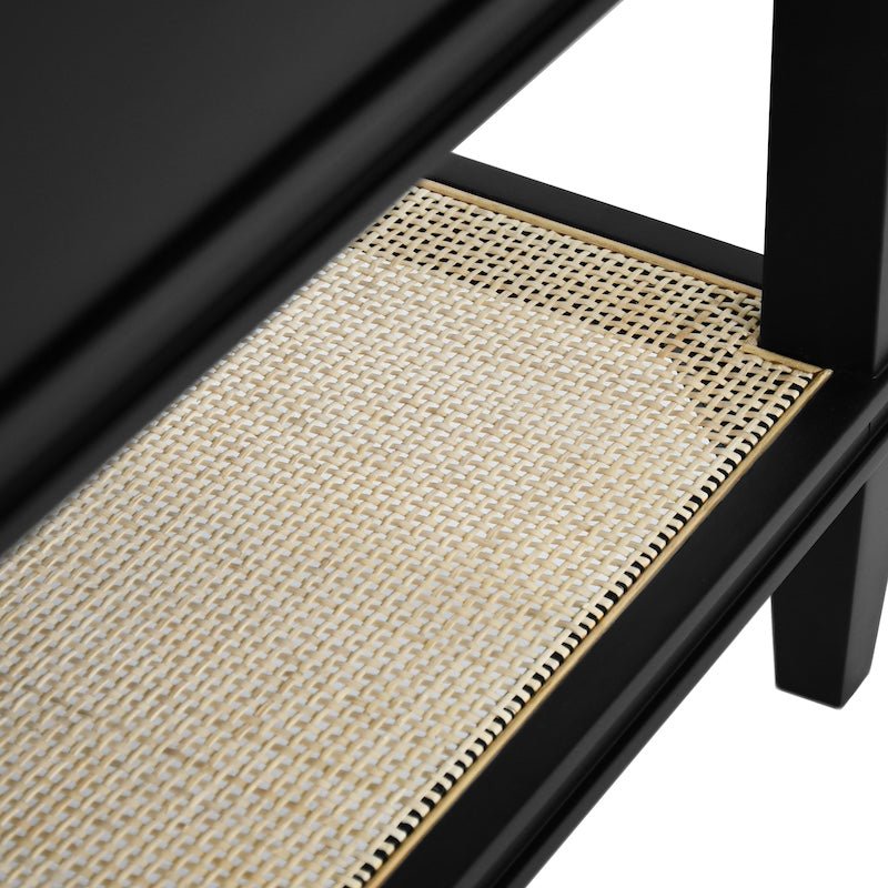 Bath Vanity Cane Shelf View 2 - Worlds Away Cutler Black Bathroom Vanities at Fig Linens and Home