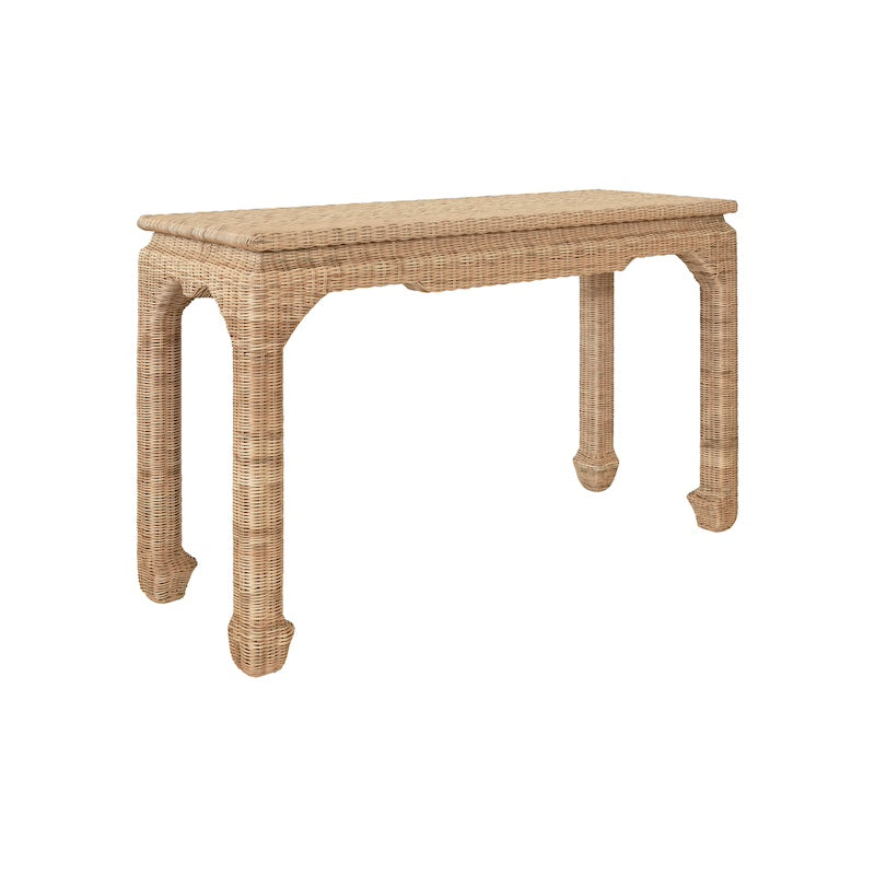 Console Table Front - Fabian Rattan Console Table | Worlds Away at Fig Linens and Home