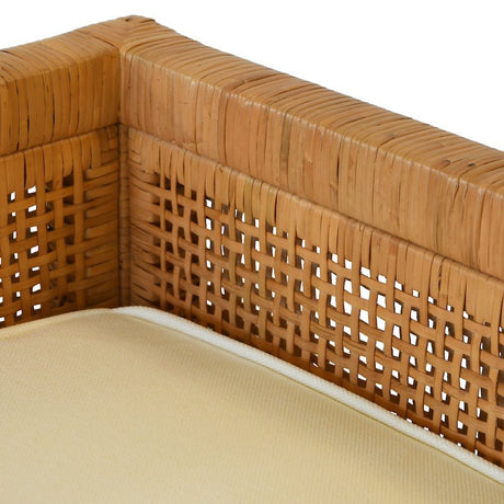 Bench Detail of Cane View at Cushion - Monterey Bench by Worlds Away | Cane and Linen Seating