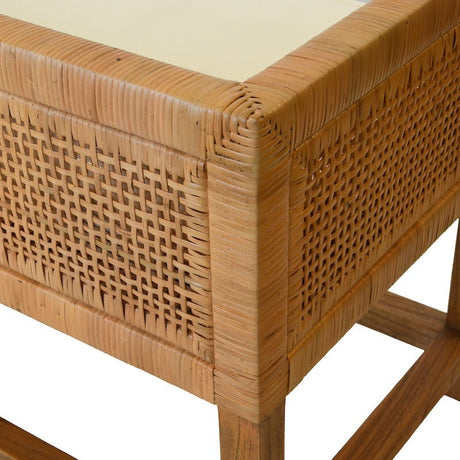 Bench Detail of Cane View from Reverse - Monterey Bench by Worlds Away | Cane and Linen Seating