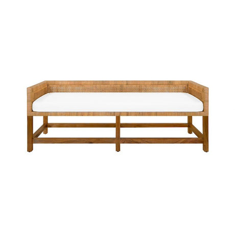 Bench Front View - Monterey Bench by Worlds Away | Cane and Linen Seating at Fig Linens and Home