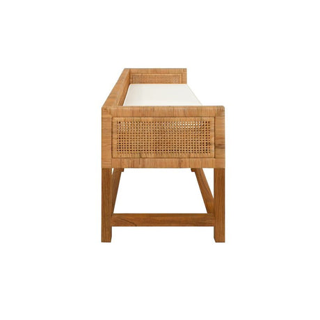 Bench Side View - Monterey Bench by Worlds Away | Cane and Linen Seating at Fig Linens and Home