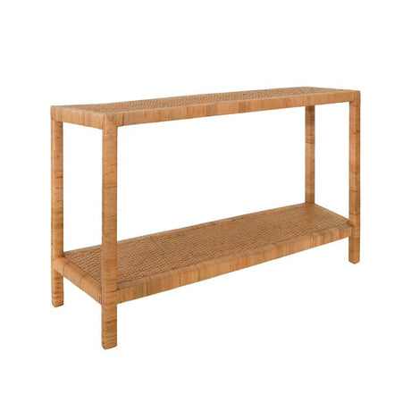 Worlds Away Newton Rattan Console Table by Worlds Away - Console Table 34"H x 60"W x 17"D Natural Rattan at FIG LINENS AND HOME - 2