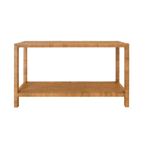 Worlds Away Newton Rattan Console Table by Worlds Away - Console Table 34"H x 60"W x 17"D Natural Rattan at FIG LINENS AND HOME - 1
