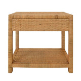 Worlds Away Reed Rattan End Table - Back of Side Table View - Fig Linens and Home