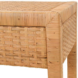 Worlds Away Reed Rattan End Table - Corner of Rattan View 1 - Fig Linens and Home