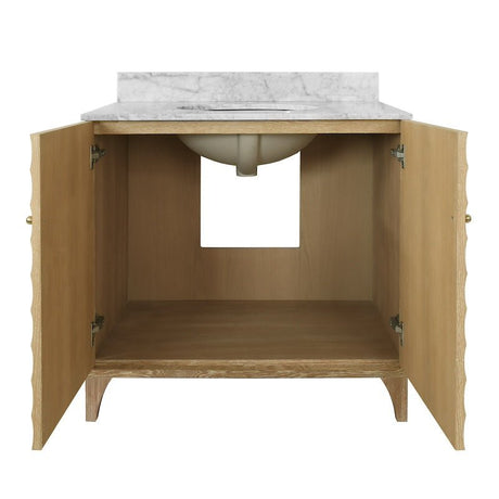 Bathroom Vanity Open Doors - Rhodes Cerused Oak Bath Vanity | Worlds Away Bathroom Cabinets