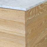 Bathroom Vanity Corner Detail View - Rhodes Cerused Oak Bath Vanity | Worlds Away Bathroom Cabinets