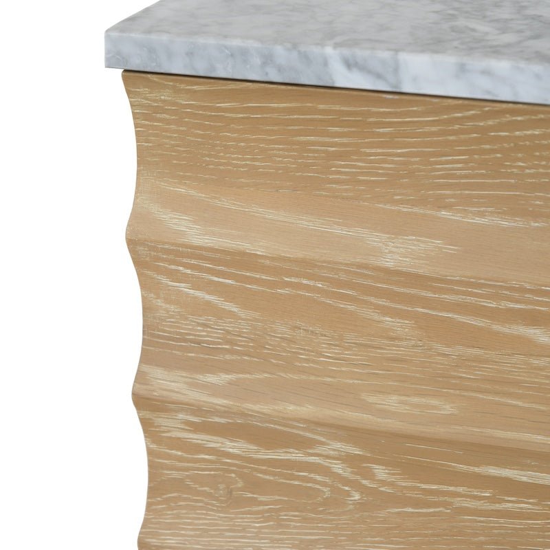 Bathroom Vanity Fluted Wood View - Rhodes Cerused Oak Bath Vanity | Worlds Away Bathroom Cabinets