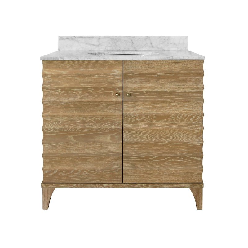 Bathroom Vanity Front View - Rhodes Cerused Oak Bath Vanity | Worlds Away Bathroom Cabinets