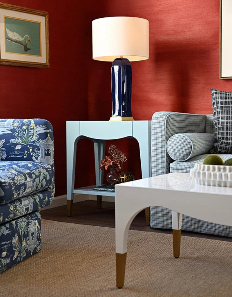 Ronny Light Blue Side Table by Worlds Away - Lifestyle View at Fig Linens and Home