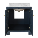 Vanity Open Doors - Schaffer Navy Blue Bath Vanity | Worlds Away Bathroom Vanities